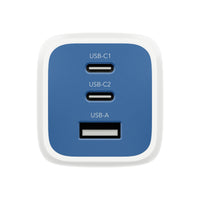 Hyper 3 port charger in white and blue on white background