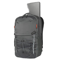 Gray backpack with a laptop compartment on a white background