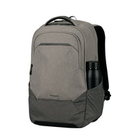Targus grey laptop backpack with waterbottle in side pocket