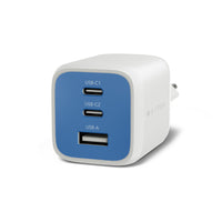Hyper 3 port charger in white and blue on white background